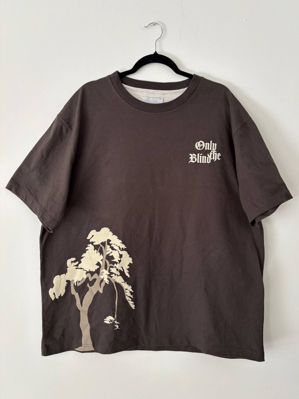 Only The Blind London Tree Print Tee Mens XXL Brown Embroidered Logo Oversized